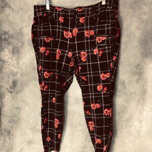 Torrid 16 Plaid Floral Strech Pants Punk Goth Pull on Pants